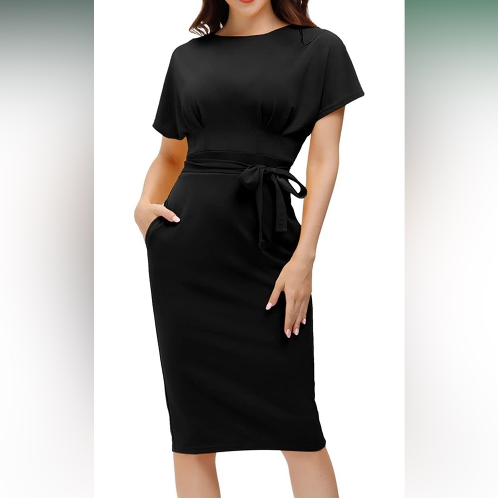 Black Dress with Waist Tie